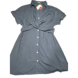 Cider NWT Blue Button Up Dress Plus Size 3 XL